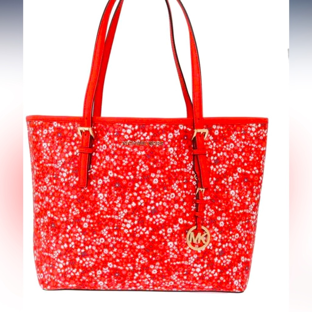 Michael Kors Red Paisley Tote Bag Structured Design